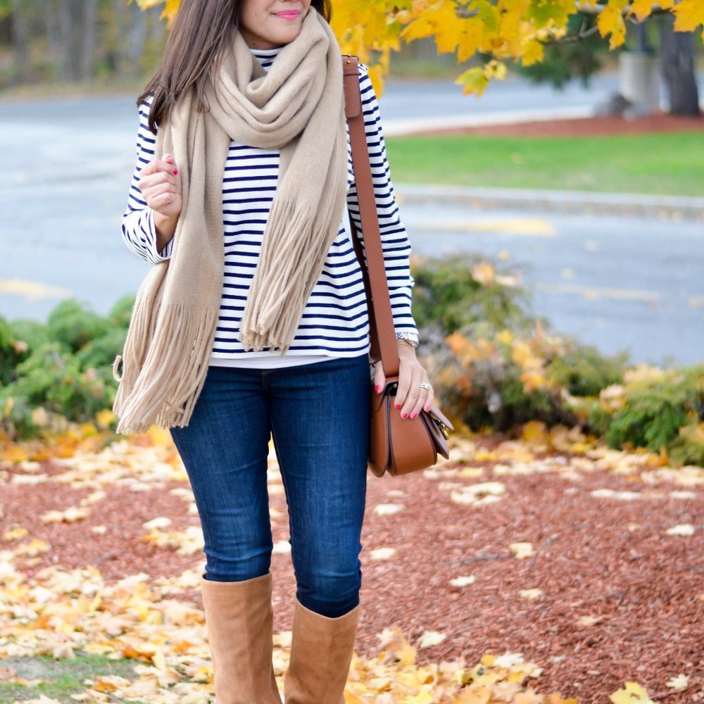 Ann Taylor beige oversized fringed scarf wrap